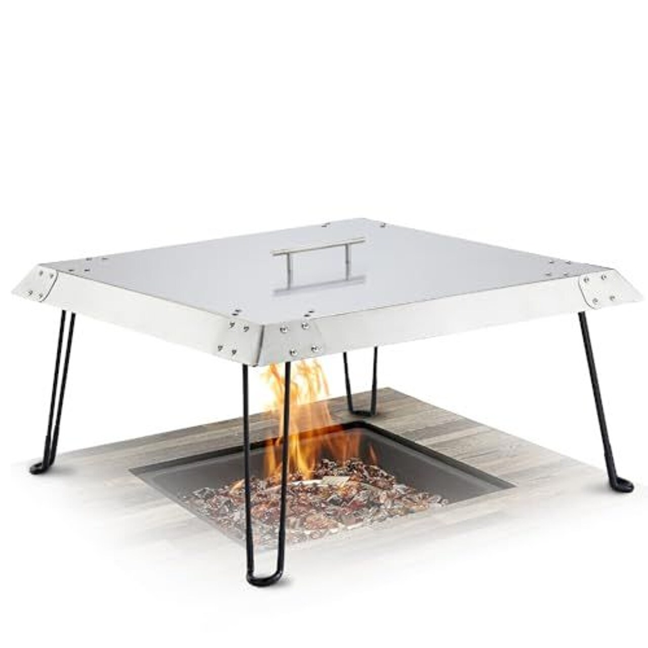 Stainless Steel Fire Pit Heat Deflector for Outdoor Fire Pits - Heat Shield Spreads Outward from Your Table Top Pit or Camping Stove